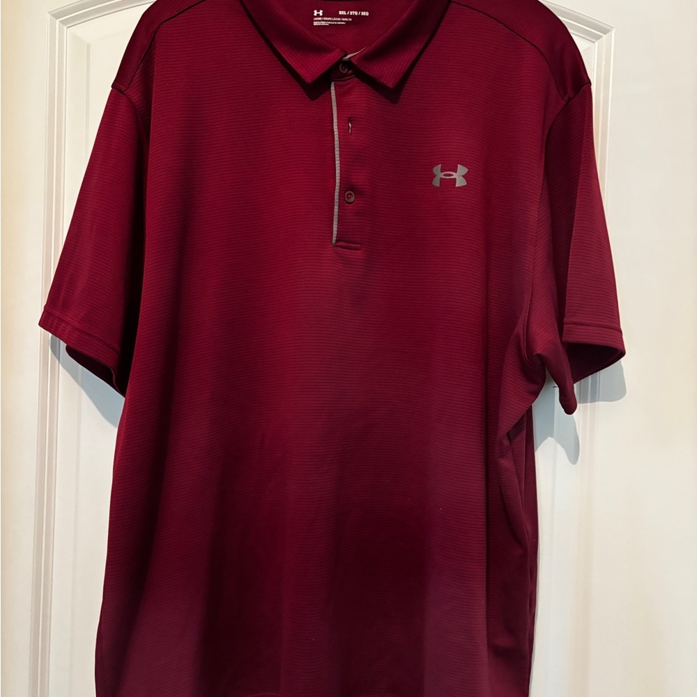 under amour polo ~ relaxed fit/ short sleeved ~ burgundy ~ 3x~ like new